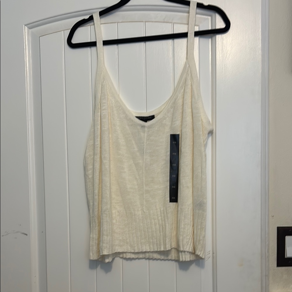 Banana Republic Cream Ribbed Sleeveless Tank Top